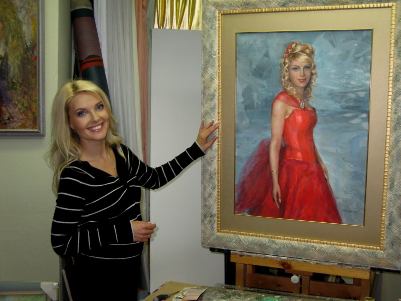 Марианна МИНСКЕР с портретом кисти художника МАСАЛЫГИНА Сергея.2008г ...